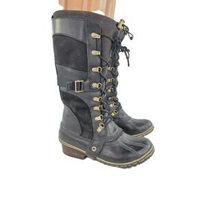 Sorel Women's Conquest Carly II Lace-Up Boot US 7 Black Waterproof Snow Boots